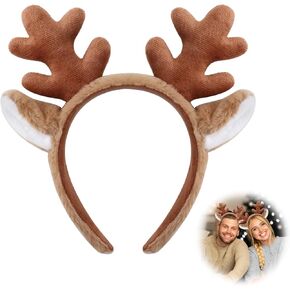 Reindeer Antlers Headband with Deer Ears Animal Ears Headband Deer Antlers Christmas Headband for Party Cosplay Accessories