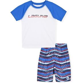 طقم ملابس سباحة للأولاد من LAGUNA بعامل حماية من الأشعة فوق البنفسجية 50+ للحماية من الشمس قطعتين طقم سباحة سروال وقميص بدلة استحمام in Kuwait
