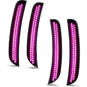 Bestview LED Side Marker Lights for Dodge Charger 2015-2023, Smoked Lens Front&Rear Bumper Turn Signal Lamp Assembly Kit accessories,Pack of 4(Pink Purple)