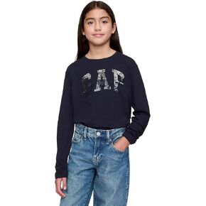 GAP Girls' Sequin Logo Long Sleeve Tee