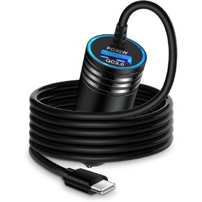 iPhone 16 Car Charger USB C, 60W Dual PD Super Fast Charging Car Adapter with Coiled USB-C Cable for Apple 16 Pro Max/16 Pro/15 Plus/15 Pro, iPad Mini/Air/Pro 11 13inch, Type C cargador para for Car