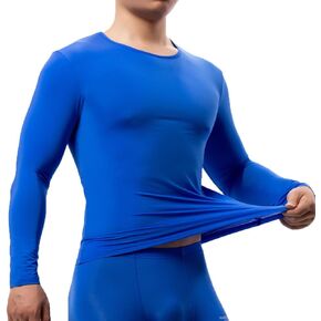 Men's Sheer Undershirt Underwear Long Sleeve T-Shirt Sleepwear Slim Fit Elastic Tops Shirts