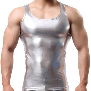 Men's Metallic Leather Shirt Mens Corset Lingerie for Men Corset Vest Men Mens Sexy Lingerie Faux Leather Tank Top