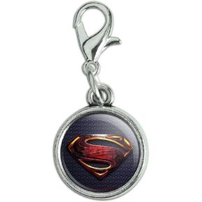 GRAPHICS & MORE Justice League Movie Superman Logo Antiqued Bracelet Pendant Zipper Pull Charm with Lobster Clasp