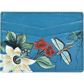 Anuschka Women’s Hand-Painted Genuine Leather Credit Card Case - Royal Garden