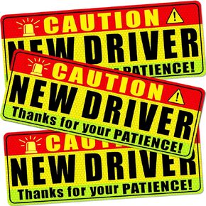 Sukh 3 Pcs New Driver Magnet for Car - Funny Be Patient Student Driver Magnet Yellow Red Green Safety Warning Rookie Driver Car Bumper Magnets Sign