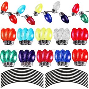 120 Pcs Christmas Car Decorations Magnets 40 Pcs Reflective Bulb Light Shaped Magnets 80 Pcs Magnetic Wires Ornaments Set Magnetic Christmas Lights for Car Refrigerator Magnet Lights Stickers