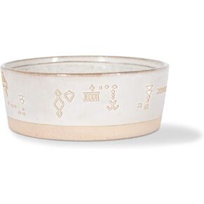 Fringe Studio Stoneware Pet Bowl with Tribal Marks, Small, White (484011), Medium