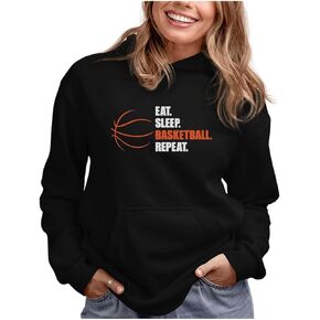 Tstars Eat Sleep Basketball Hoodie for Women Teen Girls Gifts for Coaches Fans Players Sweatshirt Hoodies