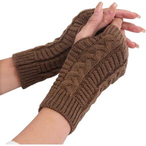 Knitted Fingerless Gloves for Women Men Stretchy Cable Knit Cold Weather Mittens Half Finger Gloves Wrist Warmers