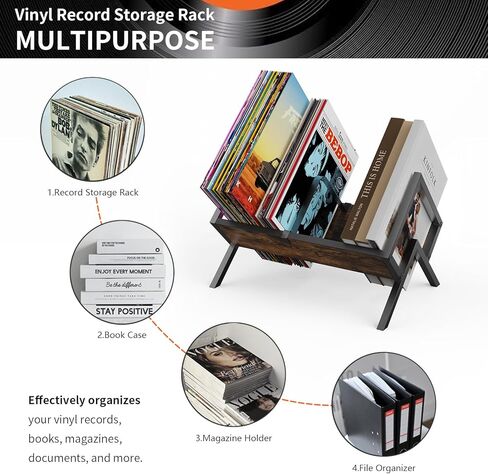 حامل تسجيل الفينيل - رف تخزين سجل الفينيل 80-100 LP، عرض سجل الفينيل سريع التجميع، منظم الفينيل للألبومات والمجلات والكتب والملفات in Kuwait