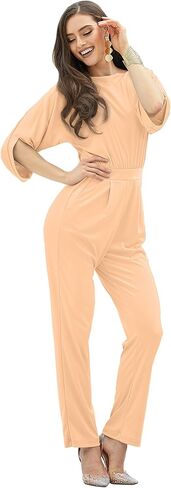 KOH KOH Womens Short Sleeve Sexy Semi Formal Cocktail One Piece Jumpsuit Romper in Kuwait