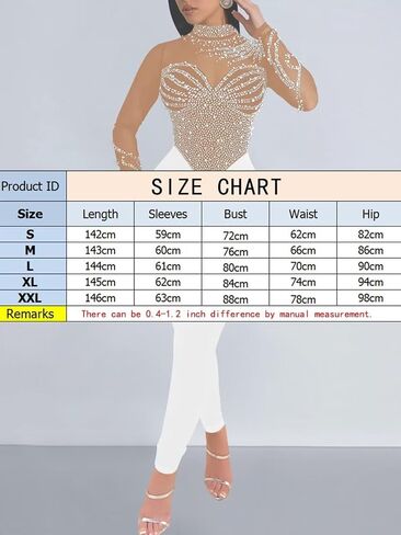 Women's Sexy Long Sleeve Pearl Rhinestone Jumpsuit Patchwork Sheer Mesh See Through Bodycon Jumpsuit Party Night in Saudi Arabia