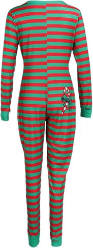 Women Striped Christmas One Piece Pajamas V Neck Long Sleeve Jumpsuit Bodycon Bodysuit Romper Sleepwear in Kuwait
