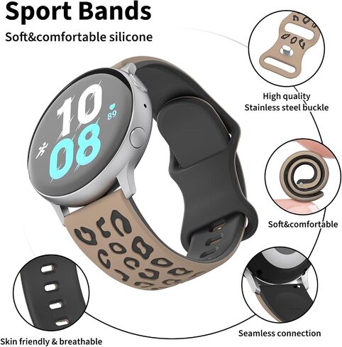 Meliya 20mm 22mm Leopard Engraved Watch Bands Quick Release Replacement Wristband, Soft Silicone Sport Replacement Straps for Men Women in Saudi Arabia