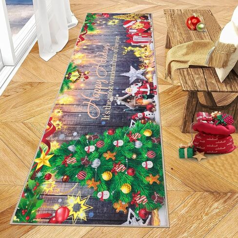 Ileading Christmas Tree Truck Runner Rug Non Slip Farmhouse Winter Hallway Runner Rug Washable Xmas Holiday Floor Runner Area Rug Soft Laundry Room Rug for Entryway Hallway Bathroom Bedroom Kitchen in Saudi Arabia