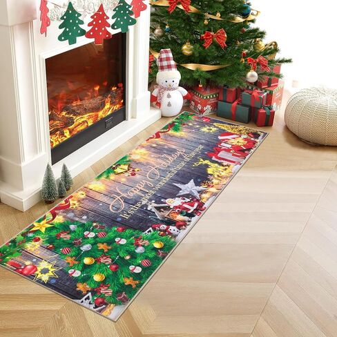 Ileading Christmas Tree Truck Runner Rug Non Slip Farmhouse Winter Hallway Runner Rug Washable Xmas Holiday Floor Runner Area Rug Soft Laundry Room Rug for Entryway Hallway Bathroom Bedroom Kitchen in Saudi Arabia