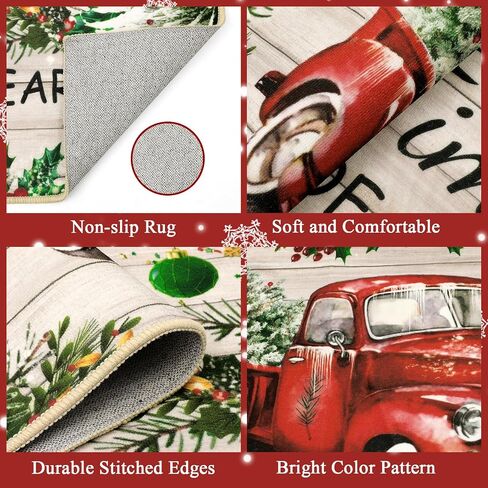 Ileading Christmas Tree Truck Runner Rug Non Slip Farmhouse Winter Hallway Runner Rug Washable Xmas Holiday Floor Runner Area Rug Soft Laundry Room Rug for Entryway Hallway Bathroom Bedroom Kitchen in Saudi Arabia