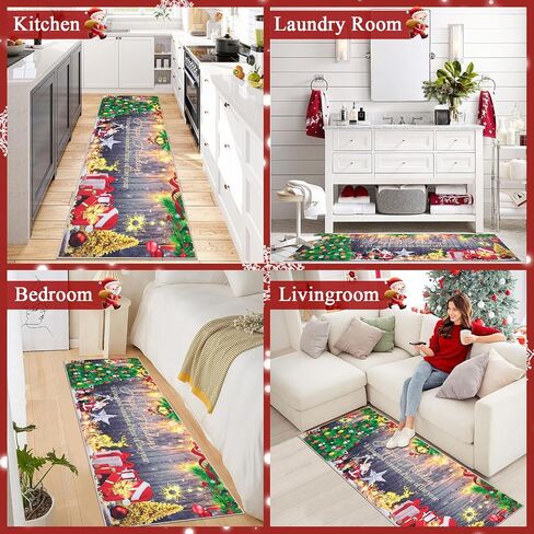 Ileading Christmas Tree Truck Runner Rug Non Slip Farmhouse Winter Hallway Runner Rug Washable Xmas Holiday Floor Runner Area Rug Soft Laundry Room Rug for Entryway Hallway Bathroom Bedroom Kitchen in Saudi Arabia