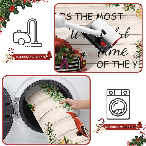 Ileading Christmas Tree Truck Runner Rug Non Slip Farmhouse Winter Hallway Runner Rug Washable Xmas Holiday Floor Runner Area Rug Soft Laundry Room Rug for Entryway Hallway Bathroom Bedroom Kitchen in Saudi Arabia