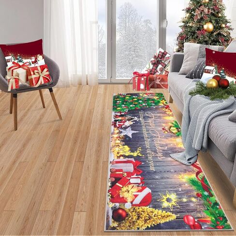 Ileading Christmas Tree Truck Runner Rug Non Slip Farmhouse Winter Hallway Runner Rug Washable Xmas Holiday Floor Runner Area Rug Soft Laundry Room Rug for Entryway Hallway Bathroom Bedroom Kitchen in Saudi Arabia