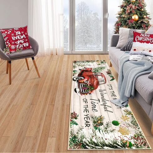 Ileading Christmas Tree Truck Runner Rug Non Slip Farmhouse Winter Hallway Runner Rug Washable Xmas Holiday Floor Runner Area Rug Soft Laundry Room Rug for Entryway Hallway Bathroom Bedroom Kitchen in Saudi Arabia