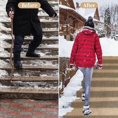 عبوتان من سجاد الجليد والثلج المقاوم للانزلاق - 29 × 79 بوصة سجادة من الخيش الطبيعي سجادة ثلج للباب الأمامي الخارجي والحديقة والممر والشرفة والسلالم in Kuwait