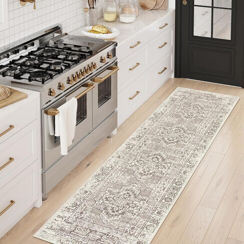 Lahome Boho Washable Runner Rug Non Slip,2.5x10 Soft Hallway Runner Rug for Entryway Indoor with Rubber Backing,Beige 10ft Long Carpet Runner for Bedroom Bedside Bathroom Kitchen RV in Saudi Arabia