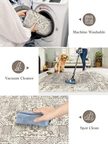 Lahome Boho Washable Runner Rug Non Slip,2.5x10 Soft Hallway Runner Rug for Entryway Indoor with Rubber Backing,Beige 10ft Long Carpet Runner for Bedroom Bedside Bathroom Kitchen RV in Saudi Arabia