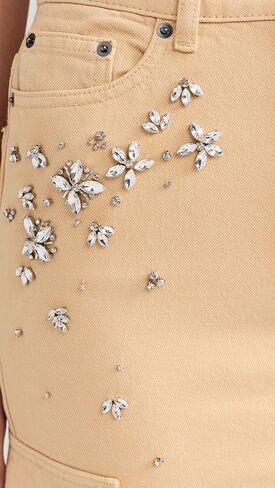 Self Portrait Women's Embellished Denim Cargo Maxi Skirt in Kuwait