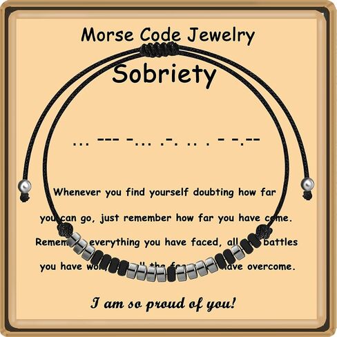 Sobriety Gift for Women Men Inspirational Morse Code Bracelet Addiction Recovery Gift 12 Step Gift Milestone Gift AA Alcoholics Anonymous Gift in Kuwait