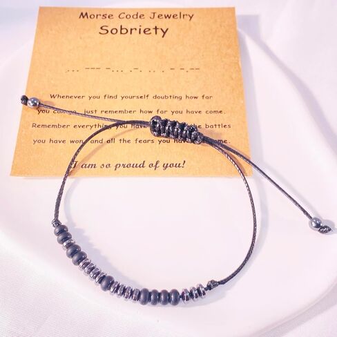 Sobriety Gift for Women Men Inspirational Morse Code Bracelet Addiction Recovery Gift 12 Step Gift Milestone Gift AA Alcoholics Anonymous Gift in Kuwait