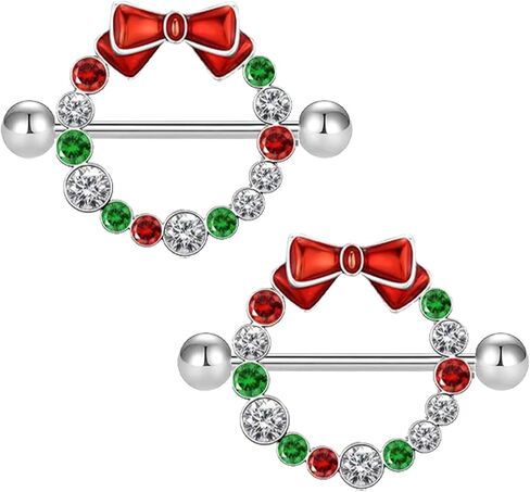 14G 316L Christmas Nipple Rings Piercing Stainless Steel Christmas Nipple Barbell Nipple Ring Body Pierced Jewelry for Women in Kuwait