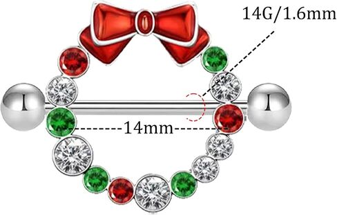 14G 316L Christmas Nipple Rings Piercing Stainless Steel Christmas Nipple Barbell Nipple Ring Body Pierced Jewelry for Women in Kuwait