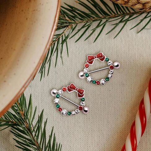 14G 316L Christmas Nipple Rings Piercing Stainless Steel Christmas Nipple Barbell Nipple Ring Body Pierced Jewelry for Women in Kuwait