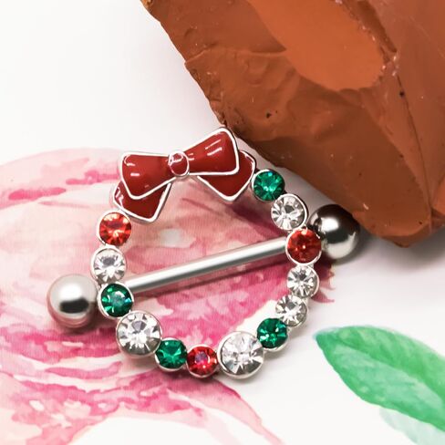 14G 316L Christmas Nipple Rings Piercing Stainless Steel Christmas Nipple Barbell Nipple Ring Body Pierced Jewelry for Women in Kuwait
