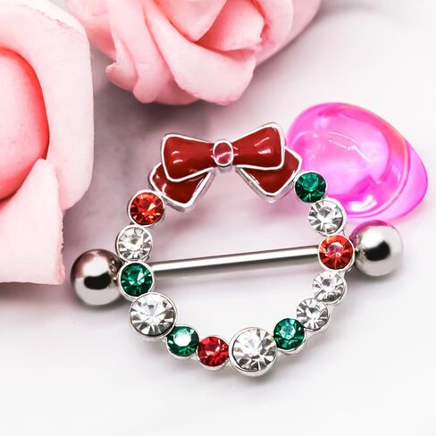 14G 316L Christmas Nipple Rings Piercing Stainless Steel Christmas Nipple Barbell Nipple Ring Body Pierced Jewelry for Women in Kuwait