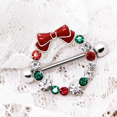 14G 316L Christmas Nipple Rings Piercing Stainless Steel Christmas Nipple Barbell Nipple Ring Body Pierced Jewelry for Women in Kuwait