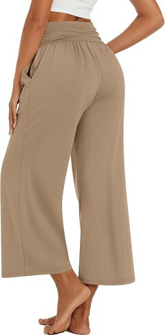Huukeay 3 Pack Wide Leg Palazzo Pants for Women, High Waisted Lounge Yoga Pants Loose Casual Trousers with Pockets 24" Inseam in Kuwait