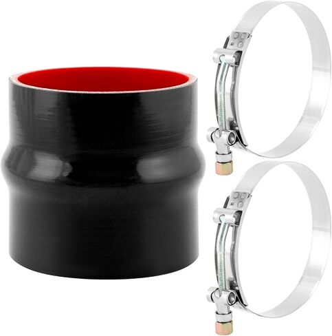 QWORK 4" Silicone Straight Hump Coupler with Clamps, 4-Ply, 4" ID & 4" Length Piping Connector with T-Bolt Clamps Hose in Saudi Arabia