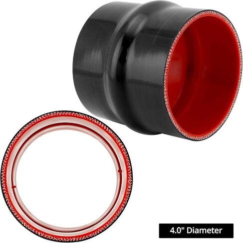 QWORK 4" Silicone Straight Hump Coupler with Clamps, 4-Ply, 4" ID & 4" Length Piping Connector with T-Bolt Clamps Hose in Saudi Arabia