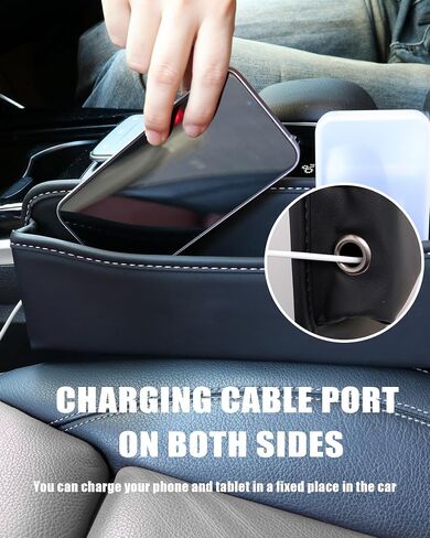 Car Seat Gap Filler Organizer,2 Pack Leather Car Seat Organizer and Storage for Front Seats, Interior Car Accessories for Phones, Glasses, Keys, Cards (Black, 2 Pack) in Saudi Arabia