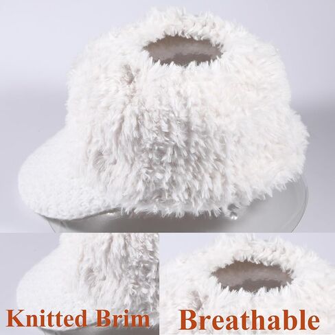 Furry Visor Hats for Women Knitted High Bun Ponytail Outdoor Golf Warm Cap in Saudi Arabia