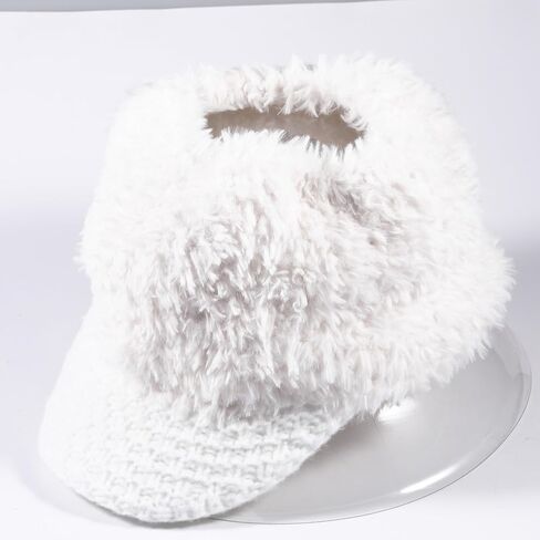 Furry Visor Hats for Women Knitted High Bun Ponytail Outdoor Golf Warm Cap in Saudi Arabia