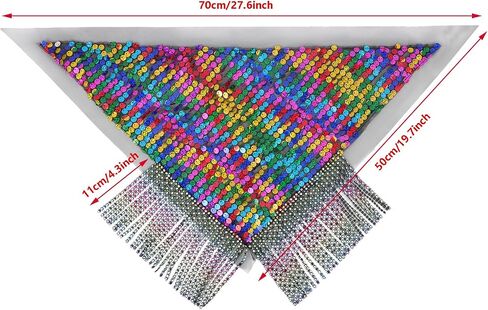 IPENNY Womens Fringed Rhinestone Bandana, Disco Party Paisley Sparkly Bandanas with Rhinestone Fringe in Kuwait