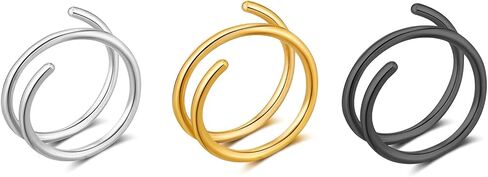 Double Nose Hoop Ring for Single Piercing Nose Hoop, Twist Nose Ring Hoop For Women, Nostril Piercing Jewelry in Kuwait