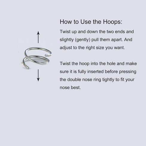Double Nose Hoop Ring for Single Piercing Nose Hoop, Twist Nose Ring Hoop For Women, Nostril Piercing Jewelry in Kuwait