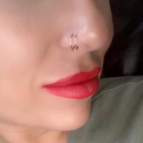 Double Nose Hoop Ring for Single Piercing Nose Hoop, Twist Nose Ring Hoop For Women, Nostril Piercing Jewelry in Kuwait