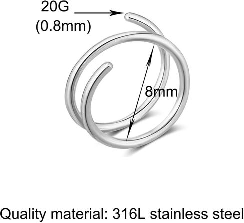 Double Nose Hoop Ring for Single Piercing Nose Hoop, Twist Nose Ring Hoop For Women, Nostril Piercing Jewelry in Kuwait