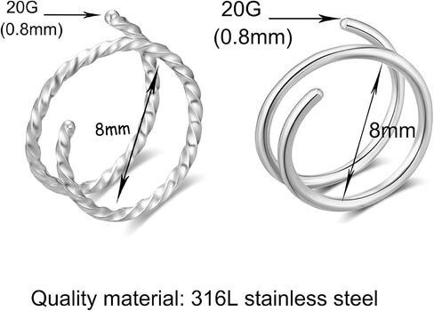 Double Nose Hoop Ring for Single Piercing Nose Hoop, Twist Nose Ring Hoop For Women, Nostril Piercing Jewelry in Kuwait
